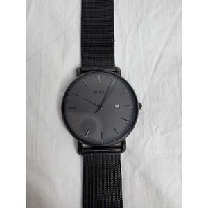 BUREI Black Stainless Steel Mesh Band Quartz Movement Men's Wristwatch